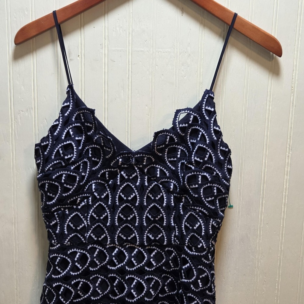 Gianni Bini Dress Womens 2 Blue Lace Fit & Flare Midi Spaghetti Strap Sundress